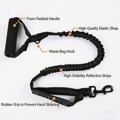 Heavy-Duty Shock-Absorbing Dog Leash for Large & Strong Dogs with Comfort Grip & Reflective Safety