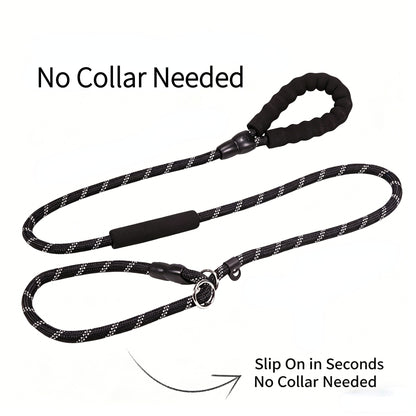 1.8m Heavy-Duty Slip Lead Dog Leash with EVA Foam Handles – Dual Grip Training Leash for Large Dogs