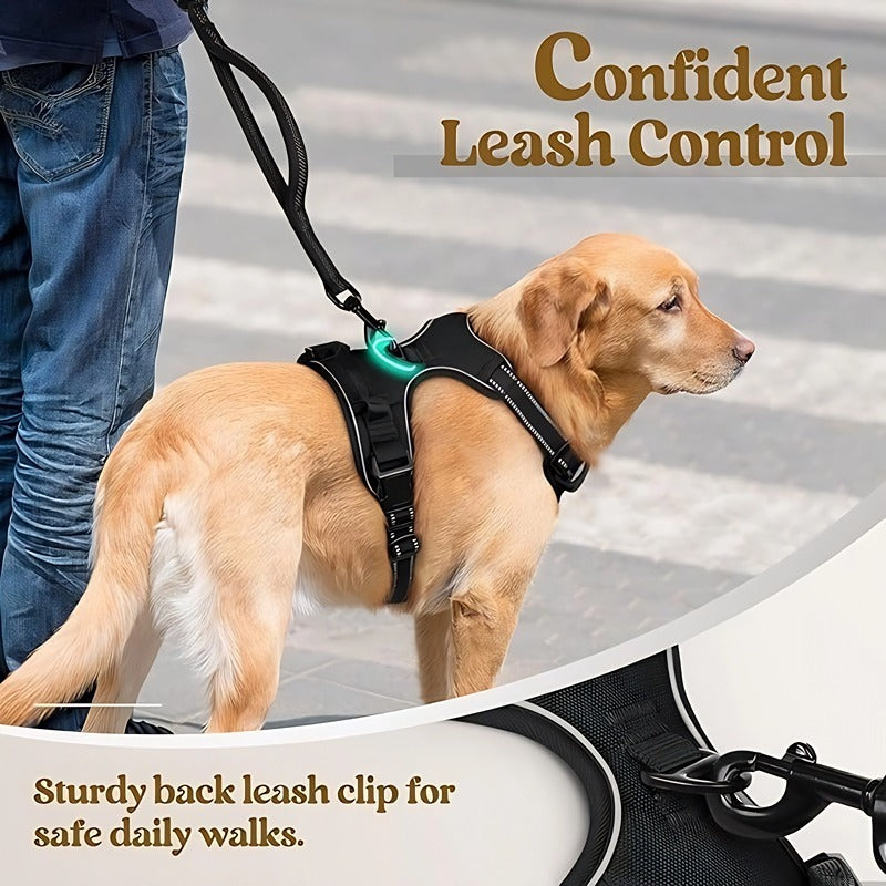 Heavy Duty Dog Harness for Large Strong Dogs, No Pull Reflective Nylon Vest Harness with Control Handle for Walking & Training