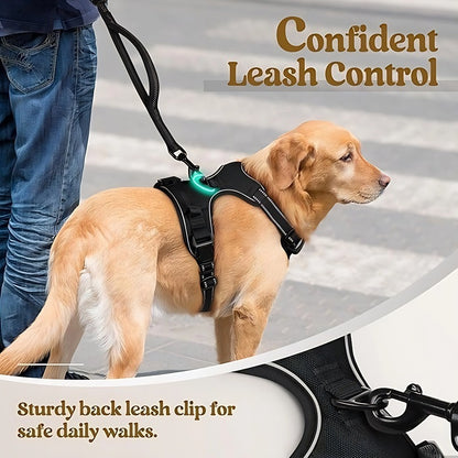 Heavy Duty Dog Harness for Large Strong Dogs, No Pull Reflective Nylon Vest Harness with Control Handle for Walking & Training