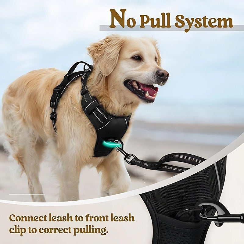 Heavy Duty Dog Harness for Large Strong Dogs, No Pull Reflective Nylon Vest Harness with Control Handle for Walking & Training