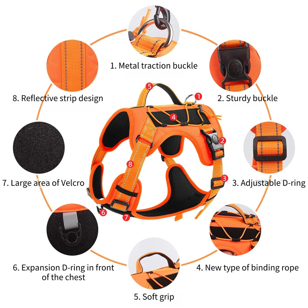 GripK9 Heavy Duty No Pull Dog Harness for Large Dogs – Reflective Tactical Vest Harness with Handle, Comfortable Padding & Strong Control