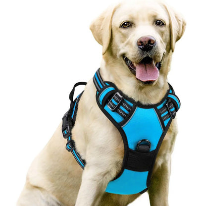 Heavy Duty Dog Harness for Large Strong Dogs, No Pull Reflective Nylon Vest Harness with Control Handle for Walking & Training
