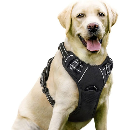 Heavy Duty Dog Harness for Large Strong Dogs, No Pull Reflective Nylon Vest Harness with Control Handle for Walking & Training