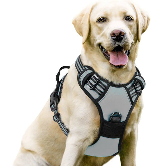Heavy Duty Dog Harness for Large Strong Dogs, No Pull Reflective Nylon Vest Harness with Control Handle for Walking & Training