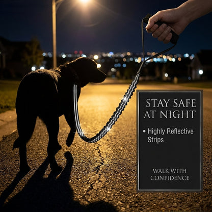 Heavy-Duty Shock-Absorbing Dog Leash for Large & Strong Dogs with Comfort Grip & Reflective Safety