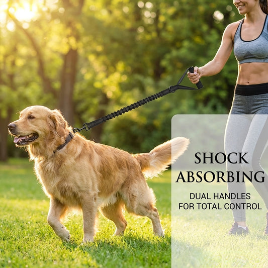 Heavy-Duty Shock-Absorbing Dog Leash for Large & Strong Dogs with Comfort Grip & Reflective Safety